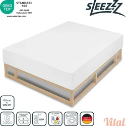 Doppelpack Sleezzz® Vital wasserdichtes Molton Spannbettlaken mit antibakterieller Silber Veredelung 120 x 200 cm