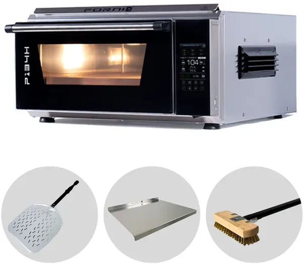 Effeuno Easy Pizza Evolution P134H - Pizzaofen - 3200 W - Gratis Pizzaschieber, Teigbrett & Bürste!