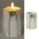 Mojawo 2er LED Kerze Stumpenkerze Marmor Optik flackern Ø7x10cm Weiß Batterie