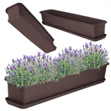 Kadax Blumenkasten mit Untersetzer, aus Kunststoff, 80 cm, Braun