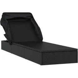 vidaXL Sonnenliege mit Faltdach Schwarz 213x63x97 cm Poly Rattan