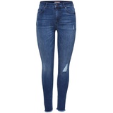 ONLY Damen Skinny Fit Jeans | Stone Wash Stretch Denim Mid Waist | 5-Pocket Destroyed Details ONLBLUSH, Farben:Blau, Größe:M / 32L, Z-Länge:L32