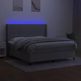 vidaXL Boxspringbett mit Matratze & LED Hellgrau 180x200 cm Stoff