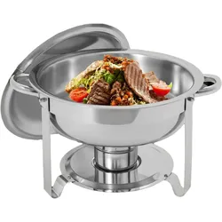 Set mit 2 runden Buffet-Chafing Dishes/Speisewärmern 4,5 l aus Edelstahl