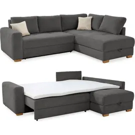 luma-home Eckcouch Cord 2-Sitzer Dunkelgrau
