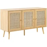 Beliani Sideboard Rattan hellbraun 3 Türen Perote