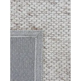 carpetfine Wollteppich Sina beige, H:14mm Ø:80cm, Wolle, Teppiche, grobe Struktur, Zeitloses Design, reine Wolle, Wohnzimmer