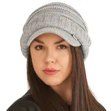 CHARM Mütze Schirm Visor Wintermütze - Herren Schildmütze Beanie Damen Schirmmütze Strick Mit Schild Mix Grau - Einheitsgröße
