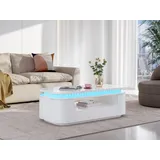 Vente-unique Couchtisch mit 4 Türen & 1 Schublade + LEDs - MDF - Weiß - VANDANA