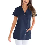 CLINIC DRESS Kasack für Damen V-Ausschnitt Druckknopfleiste für Krankenpflege und Altenpflege 50% Baumwolle 95 Grad Wäsche Navy 52 - 52