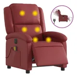 vidaXL Massagesessel Elektrisch Kunstleder 144,5 x 82 x 0 cm Weinrot mit Fernbedienung