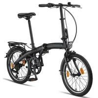 licorne bike gmbh Licorne Bike Phoenix 2D, 20 Zoll Aluminium-Faltrad-Klapprad, Scheibenbremse, Discbremse, V-Bremse Faltfahrrad-Herren-Damen, 7 Gang Kettenschaltung ... - Schwarz