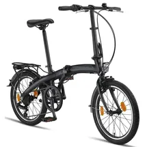 licorne bike gmbh Licorne Bike Phoenix 2D, 20 Zoll Aluminium-Faltrad-Klapprad, Scheibenbremse, Discbremse, V-Bremse Faltfahrrad-Herren-Damen, 7 Gang Kettenschaltung ... - Schwarz
