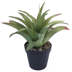 K ̧nstliche Aloe Vera im Topf mit Steindeko Hˆhe 26 cm Pflanze hellgr ̧n
