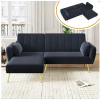 Odikalo 3-Sitzer Schlafsofa Relaxsofa Freizeitsofa Verstellbare Velvet Beige Blau blau