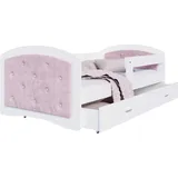Fdm Kinderbett MEGI 80 x 160 cm Holz rosa/weiß
