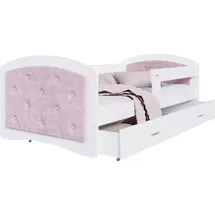 Fdm Kinderbett MEGI 80 x 160 cm Holz rosa/weiß