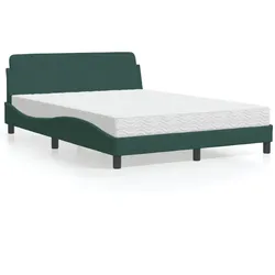 Bett mit Matratze – Dunkelgrün, 140x190 cm, Samt – Eleganz & Komfort