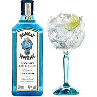 Bombay Sapphire Gin-Geschenkset mit Bombay Sapphire Premium Distilled London Dry Gin, ideal als Geburtstagsgeschenk, 40% Vol., 70 cl/700 ml und Ballon-Glas für Gin