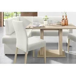 Eckbank HOME AFFAIRE "Umag", weiß, B:190cm H:89cm T:140cm, Massivholz, Holzwerkstoff, Polyester, Sitzbänke, Sitz und Rücken gepolstert, verschiedene Qualitäten
