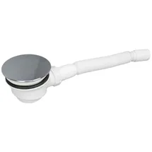 Grafner Set für Duschwanne, extraflache Ablaufgarnitur in Chrom, universal Ablauf Ø 84-96mm, Geruchsverschluss Haarsieb Chrom Abdeckung, flexibler Schlauch, Ablauf Dusche Siphon DN 50
