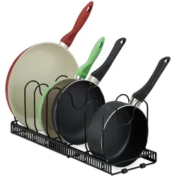 Relaxdays Pfannenhalter ausziehbar, Pfannenorganizer, Topfdeckelhalter Schublade, HxBxT: 19x59x18cm, Metall, schwarz