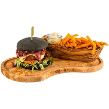 APS 1022 Servierbrett OLIVE, 39,5 x 21 cm, H: 2,5 cm, mit Saftrille, Olivenholz, naturbedingte Abweichung in Form, Maserung und Größe