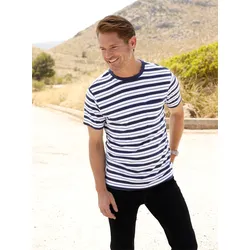 T-Shirt CATAMARAN "T-Shirt", Herren, Gr. 60/62, blau (marine, weiß, gestreift), 100% Baumwolle, gemustert, gestreift, Kurzarm, Shirts
