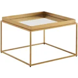 KADIMA DESIGN Quadratischer Couchtisch, verspiegeltes Glas, goldenes Metallgestell