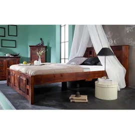 MASSIVMOEBEL24.DE Bett Akazie 180x200x90 nougat lackiert Oxford 253