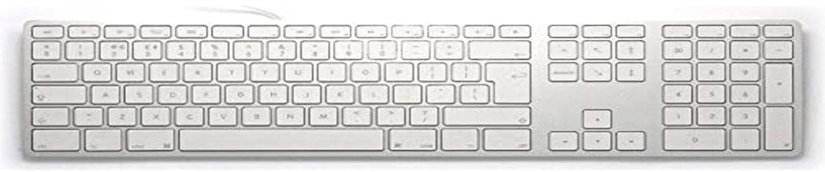 Matias FK318S-UK Aluminium Erweiterte USB Tastatur/Keyboard für Apple Mac OS | QWERTY | UK Layout | mit Reaktionsschnellen Flache Tasten und zusätzlichem Ziffernblock | Silber/Weiß