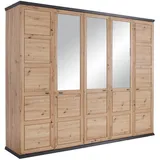 hom'in Drehtürenschrank Benton 255 x 209 x 60 cm Dunkelgrau/Eiche