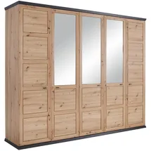 hom'in Drehtürenschrank Benton 255 x 209 x 60 cm Dunkelgrau/Eiche
