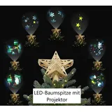 Infactory LED-Weihnachtsstern-Baumspitze mit Projektor, silber