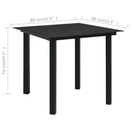 vidaXL Garten-Essgruppe 3-tlg. Tisch 80 x 80 cm schwarz 3058283