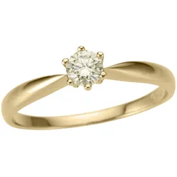 Solitärring FIRETTI "Schmuck Geschenk Gold 750 Damenring Verlobungsring Goldring Solitär" Gr. 17, gold (gelbgoldfarben), Fingerringe, Damen, 17, 0,25 ct LR = lupenrein, Gelbgold 750-Diamanten, Gelbgold 750, Diamanten, mit Brillant