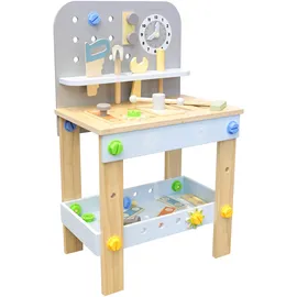Vedes SpielMaus Holz Werkbank 40x26,5x65 cm, 44 Teile