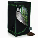 MuCoLa Growbox 0,6 x 0,6 x 1,2 m schwarz/grün