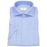 Eterna MODERN FIT Linen Shirt in azurblau unifarben, azurblau, 41