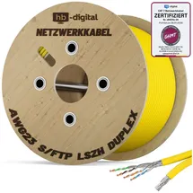 HB-Digital CAT 7 Kabel Duplex Netzwerk Kabel CAT7 S/FTP AWG23 LSZH gelb