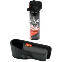 Pfefferspray + Holster - VESK RSG-Police 50ml/63ml + Hartschalen-Holster passend für 40-63ml Pfefferspray - Bundle: hochwertiges VESK Pfefferspray + hochwertiges Holster (Holster + 63ml Schaum)