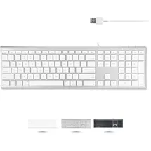 Macally Ultradünne USB-Tastatur, kompatibel mit Apple oder Windows, volle Größe, mit 20 Mac-Tastaturtasten, mit Ziffernblock, Aluminium-Finish