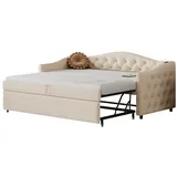 odikalo Schlafsofa Polsterbett USB Knöpfen Multifunktionsbett (ohne Matratze)90*200 cm beige