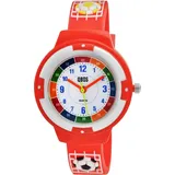 QBOS Kinder Uhr Analog Quarzuhr  - Gehäusefarbe Rot Silikonarmband