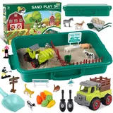 Aliex Kinetischer Sand Set, Zaubersand Bauernhof - All in One Knetsand Set/No Mess - Magic Spielsand Spielzeug Geschenk für Jungen Mädchen 3 4 5 6 7 8 Jahre