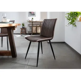 Massivmoebel24 Polsterstuhl Leder braun