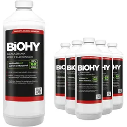 BiOHY Glaskeramik Kochfeldreiniger (6x1l Flasche) | Optimal zur Reinigung und Pflege von Kochfeld und Induktion | Geeignet für ALLE GERÄTE