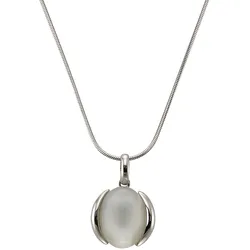 Zeeme Gemstones Halskette Silber 925 rhodiniert mit echtem Mondstein 16x12mm