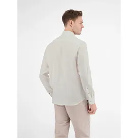 Lerros Langarmhemd LERROS, Herren, Gr. 3XL, N-Gr, weiß, Obermaterial: 55% Leinen, 45% Baumwolle, unifarben, regular fit taillenbedeckt, 2-Knopf-Manschette, Hemden, mit Logo Stickerei