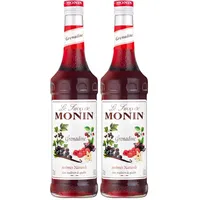 Monin Sirup Grenadine (1 x 0,7l) - Fruchtig - süß für Cocktails, Limonaden und Desserts - mit Vanille - Note - ohne Alkohol (Packung mit 2)